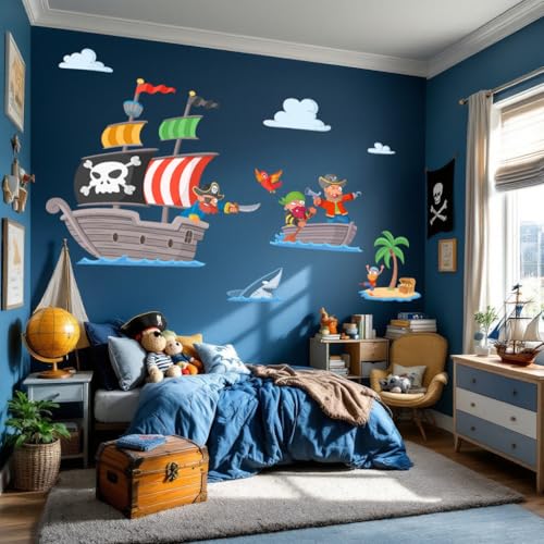 Piratas del tesoro - Vinilos de pared para niños y niñas - T1 - Pequeño