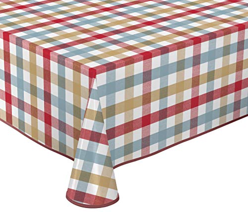 BEAUTEX Nappe en Plastique avec Biais, Lavable et antidérapante, Couleur du Motif, Taille sélectionnable (Karo Pastell-Rot, Rectangulaire 130x160 cm) Cover