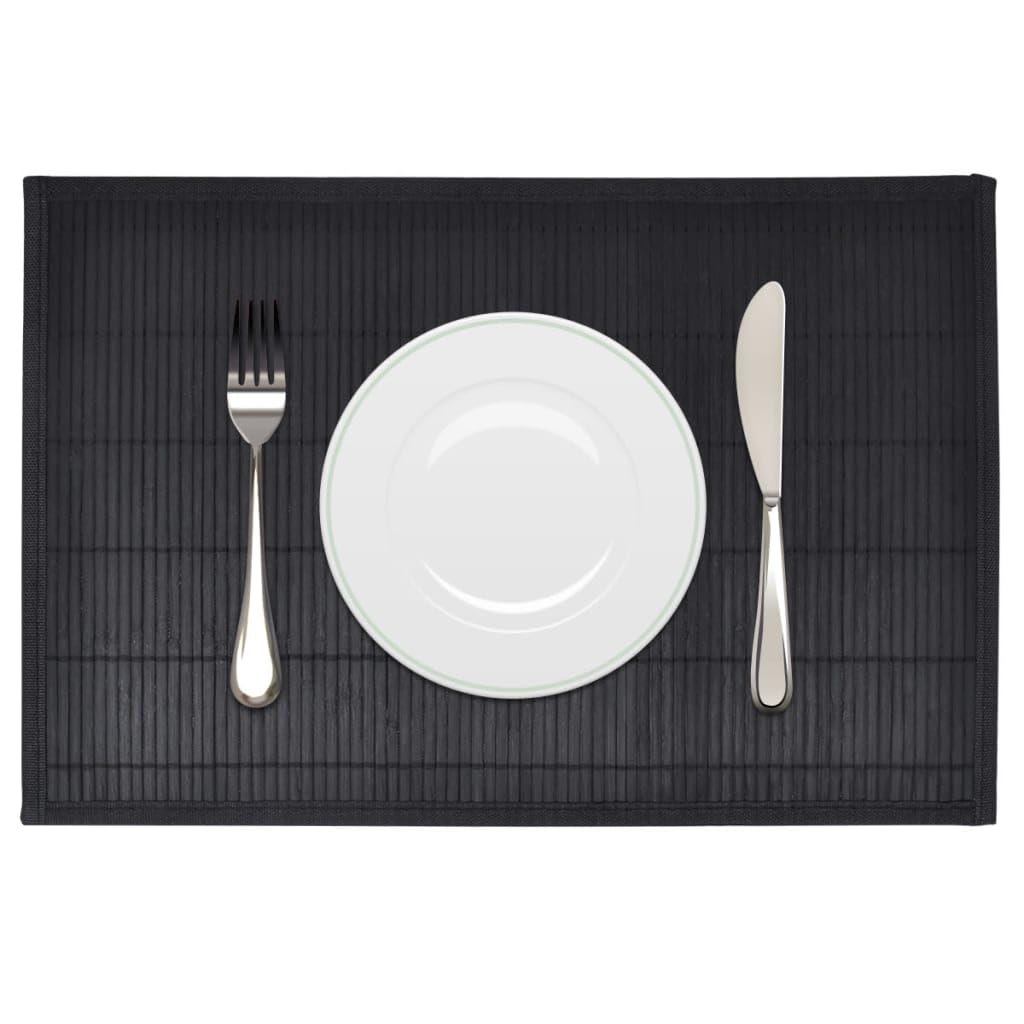Juego de 6 manteles individuales de bambú, color negro, 30 x 45 cm, antideslizantes, lavables, como salvamanteles y protectores de mesa para comedor, cocina, restaurante, familia, celebración