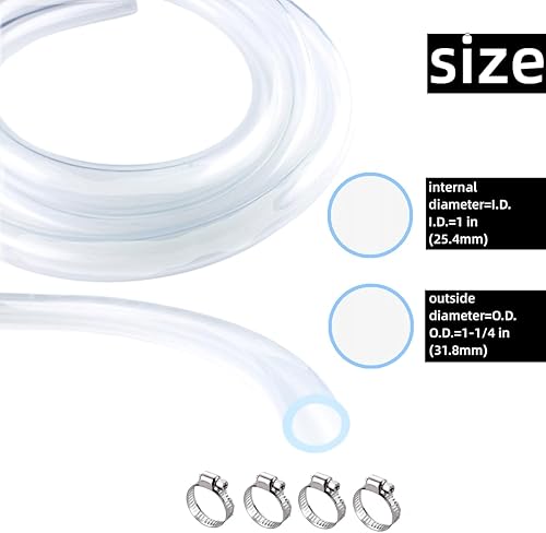 Miniatura 2 de Tubo de PVC de 1 pulgada de diámetro interior x 1-14 pulgadas de diámetro exterior - Tubo de vinilo transparente de 10 pies con 4 abrazaderas de