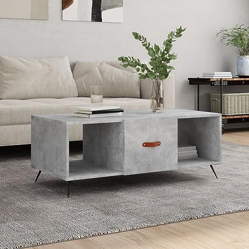 Mengtu Mesa de salón gris cemento 102 x 50 x 40 cm madera multicapa mesa salón moderna mesas de café salón dormitorio y mesa auxiliar de salón para oficina y dormitorio