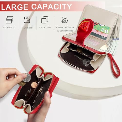 Image of Sunwel Fashion Girls Cutest Prints Wallet Card Slots Small Wallet with Zipper Coin Pouch Wallet for Women