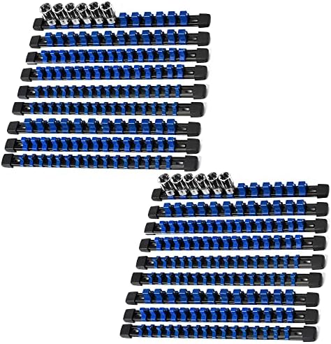 Reniteco Socket Organizer Drive ABS Tools-Socket Holder, Premium Quality 9 Pieces Holders Kit 1/4-Inch x 48 Clips, 3/8-Inch x 45 Clips, 1/2-Inch x 36 Clips