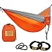 Greenmall Large Size Double Camping Hammock, Premium Portable Lightweight Parachute Nylon Hammock, Perfect For Backpacking, Travel, Beach, Hiking, 118"(L) x 78"(W), 3 YEAR WARRANTY … (orange-gray)