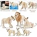 Toymany 6PCS White Lion Figurines with Lion Cubs, 2-5