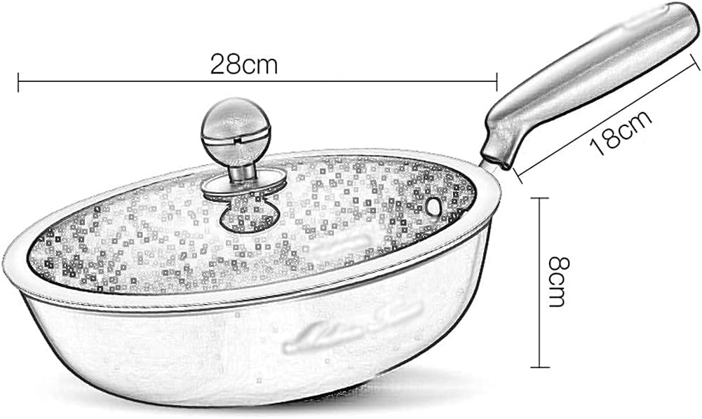 Fry Pans Skillets Cooking Pan Frying Pan with Lid,Home Kitchen Pan Non-Stick Pan, Wok Fried Egg Steak Pan General Purpose for Gas Stove (Color : Red, Size : 28 * 8cm) (Red 28 * 8cm)