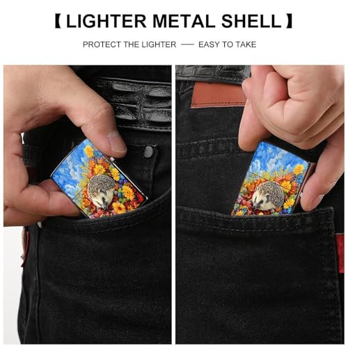 Funda para encendedor cobre diseño erizo flores miniatura 3