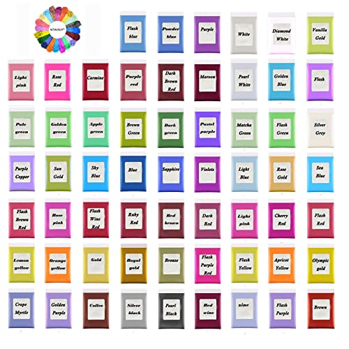 Ntwjnjy Mica Powder,60 Colors Pearlescent Resin Pigment For Epoxy Resin,Nails,Soap Making Supplies,Lip Gloss,Candle Making Dye,Bath Bomb,Art Crafts,Epoxy Resin Pigment #TOP1