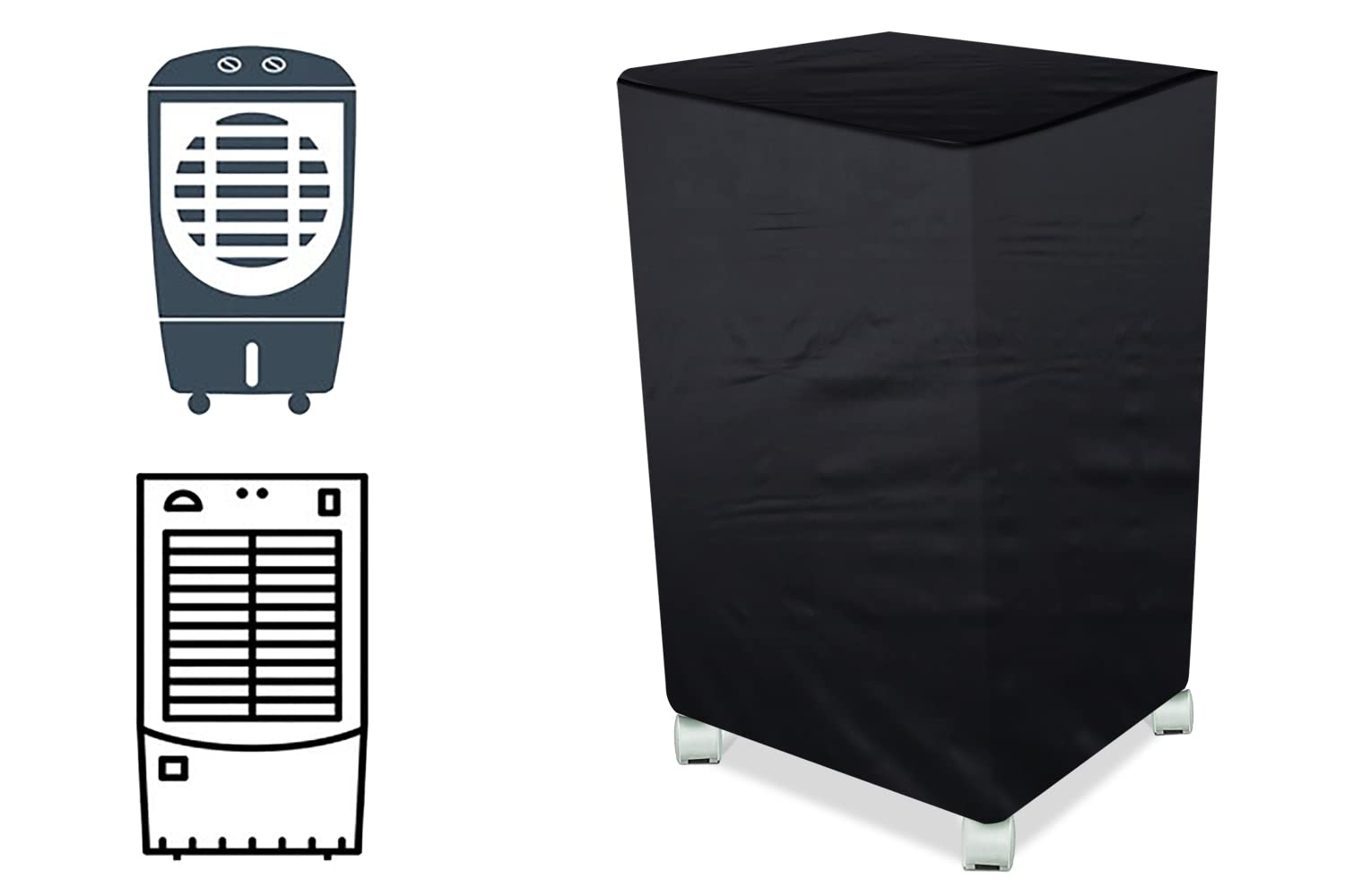 The Furnishing Tree Air Cooler Cover compatible for Orient Electric Aeroquid CP1701H 17 Ltr Medium Tower Cooler, Ployester, Black