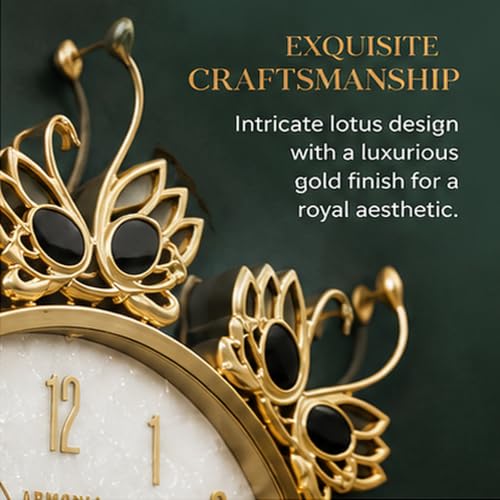 Image of ARMONIA Decorative Wall Clock 72cm | Large Decorative Gold Glass Wall Clock | Silent Non-Ticking Designer Clock | Luxury Modern Home Decor for Living Room, Bedroom & Dining Room (Plastic)