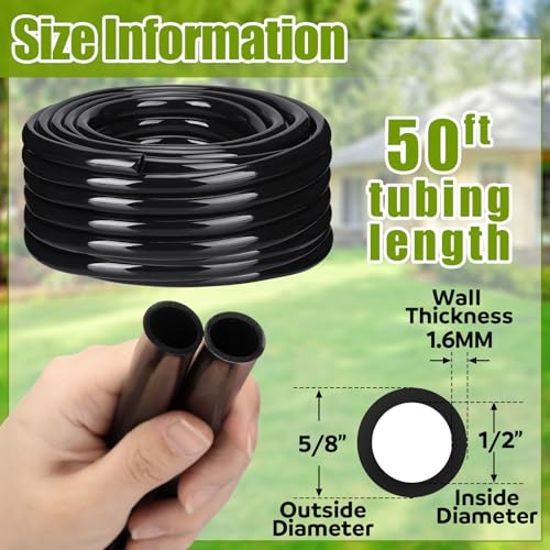 image for Innconee 50 ft 1/2 Vinyl Irrigation Tubing Black Flexible Drip Irrigat