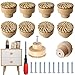 Rattan Möbelknöpfe, 10 Stück Runde Holz Knöpfe, Handgefertigt Schrankgriffe für Kommode,Schubladen, Küche,Küchenschränke mit Schraubendreher