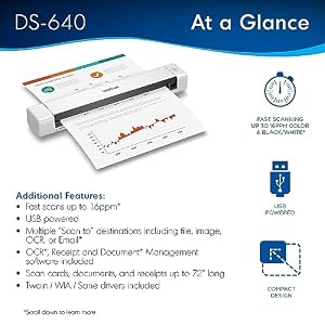 Brother DS-640 Compact Mobile Document Scanner, (Model: DS640) — photo 2 of 6