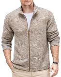 COOFANDY Men Fleece Jacket Zip Up Light Warm Casual Jackets with Pockets for Fall Vacation Outdoor,Khaki,M