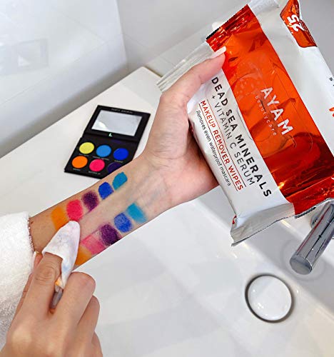 Ayam Beautycare Dead Sea Minerals + Vitamin C Serum Makeup Remover Wipes, Facial Cleansing Towelettes, Safe For Sensitive Skin, Removes Makeup, Oil, Dirt, 25 Count #TOP3