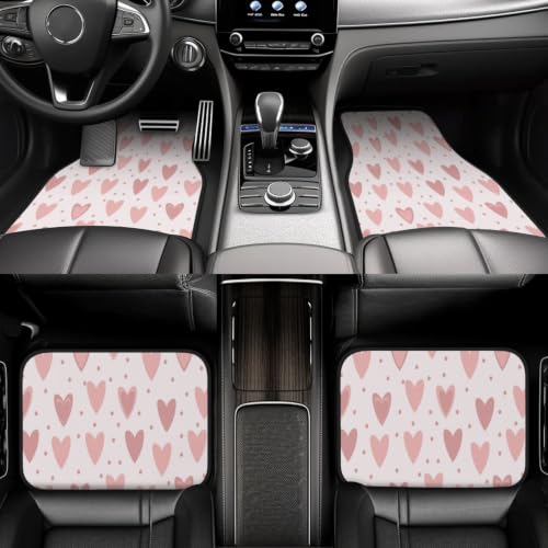 Alfombrillas para coche de neopreno con estampado de corazones en juego completo de 4 piezas 6