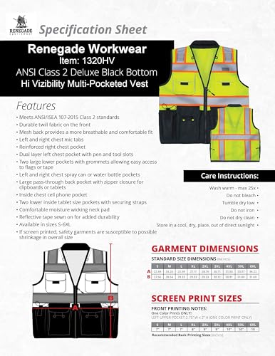 Men’s High Viz Class 3 Light Weight Padded Multi-Pocket Mesh Vest4