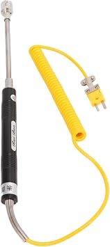 K Type Thermocouple, Temperature Probe Thermocouple Heat Steel Thermocouple Sensor with Insulated Handle Straight Shank Surface Thermocouple