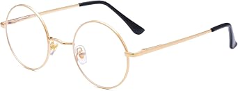 Small Round Metal Frame Glasses for Women Men Circle Clear Lens Non Prescription Eyeglasses