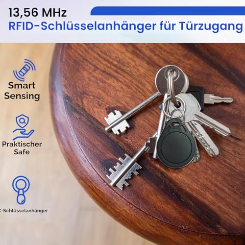Set von 50 RFID-Schlüsselanhängern 13,56 MHz ISO14443A, nicht klonbare Fu-dan-Chip, autorisiertes IC-Kartensystem für Türzugang, Bürozugangskontrollsystem (schwarz, 50)