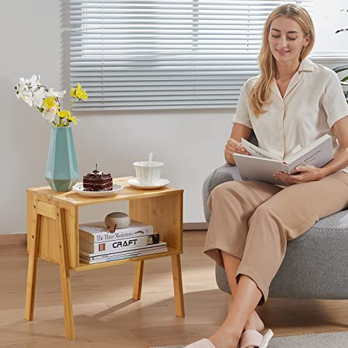 Pipishell Bamboo Stackable End Tables, Wood Living Room Nightstand, Bedside Tables For Bedroom Storage, Set Of 2 #TOP5