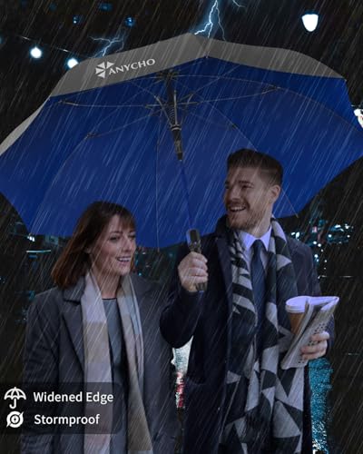 Image of AHYCHO 54 Inch Umbrella for Men Big Size with Fiberglass Shaft, One-Click Auto Open Big Umbrella for Rainy Days & UV Protection - Ideal for 2-3 People