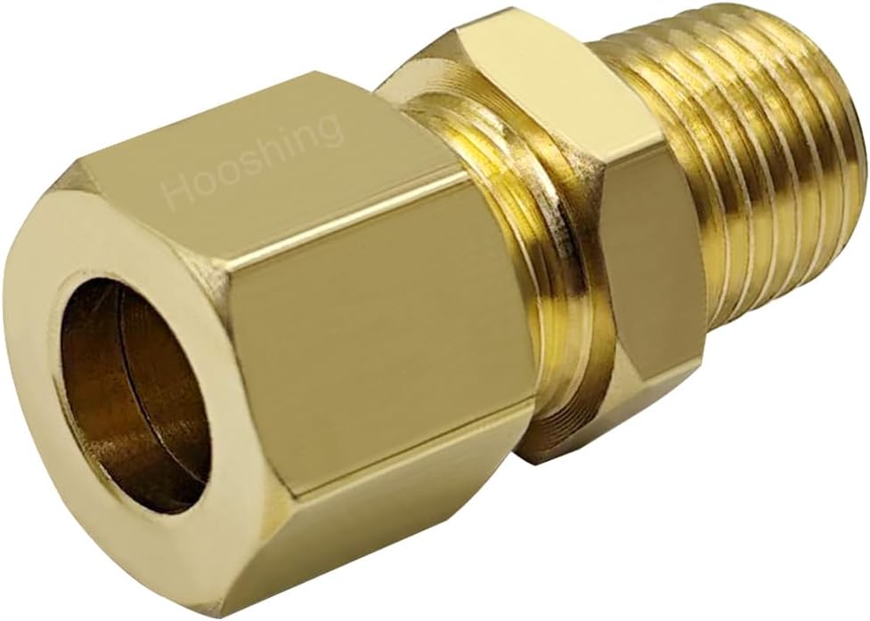6PCS Brass Compression Tube Fitting 3/8" Tube OD x 1/4" NPT Male Connecor