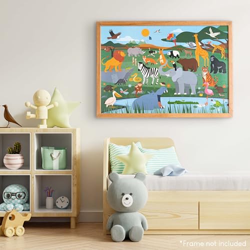 BONNYCO Giant Floor Puzzle of Jungle Animals with 48 Large Pieces. Safari Jigsaw Puzzles for Kids 36.2 x 24.4 in, Gifts for Boys and Girls, Educational Toys Ages 2-8 - Image 7