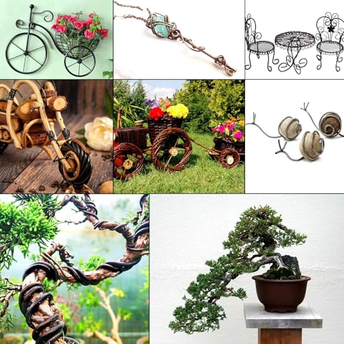 XRXYMQ 6 Rollen Bonsai Draht Schwarz Pflanzendraht Ø1,0 mm/1,5 mm/2,0 mm/2,5 mm/3,0 mm Basteldraht Insgesamt 50 m Bonsaidraht für Bonsai Zubehör DIY Skulpturen