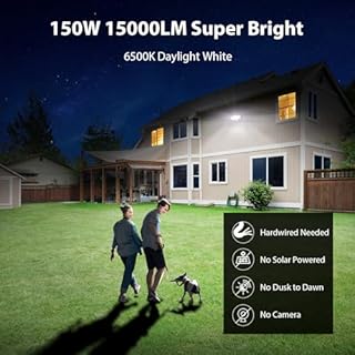 iMaihom 150W Motion Sensor Light Outdoor, 15000LM 6500K LED Security Floodlights, 3 Adjustable Head Motion Detection Light IP65 Waterproof for Yard Garage White 1pack