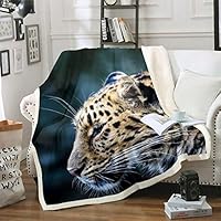 Loussiesd Coperta in pile con stampa volpe, motivo animato, per bambini