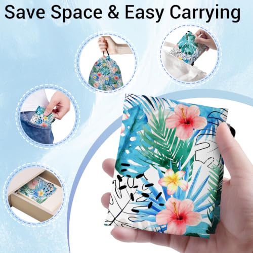 Image of Tropical Blue Leaf Drawstring Bag for Storage Gym Sport Yoga Shoes Pouch