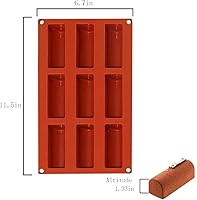 Vista 2 de Moldes de silicona para cilindros – Molde de troncos de 9 cavidades para tartas, molde de chocolate, moldes de silicona antiadherentes para hornear