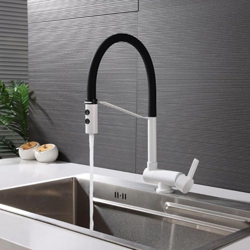 Robinet d'évier de cuisine pliable en laiton or brossé mitigeur 2 modes