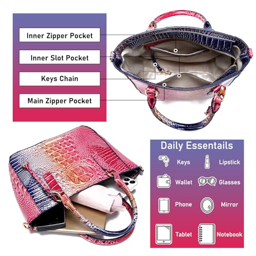 Bolso Tote de Cuero para Mujer con Textura de Cocodrilo miniatura 5