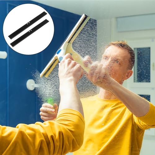 Amabro 4 Stück Ersatz Gummi Abziehlippe, 25cm Gummilippe Duschabzieher Abziehergummi Fensterreinigungs Ersatzsilikon Abzieher für Glas, Duschtüren, universelle Flexible Abzieherklinge(Schwarz + Weiß)