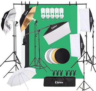 Kshioe Photography Lighting Kit, Light Box Photography with Backdrap Stand, Photo Backdrops for Photo Studio Product, Portrait and Video Shooting