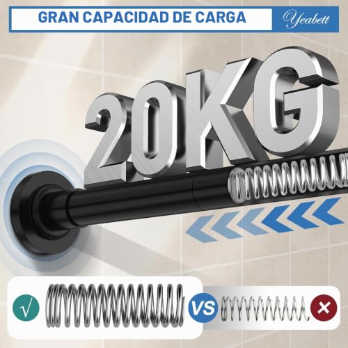 Miniatura 3 de Yeabett Barras Extensibles Para Cortinas, 48-190,5cm Barras De Tensión Para Cortinas, Barra Telescópica Para Cortinas Para Baño O Ventanas, Sin Taladrar, Antideslizante, No Se Oxida, Negro