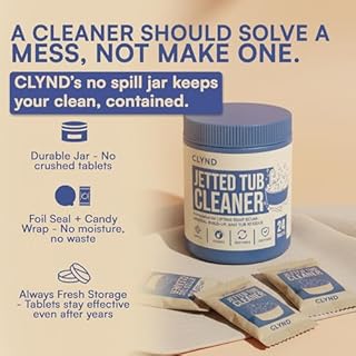 CLYND Jetted Tub Cleaner for the Jets and the Tubes 24 Tablets Hot Tub Cleaner for Jet Bathtub Heavy Duty - No Harsh Chemicals and Septic Safe - Compatible with Whirlpool, Spa, Jetted Bath