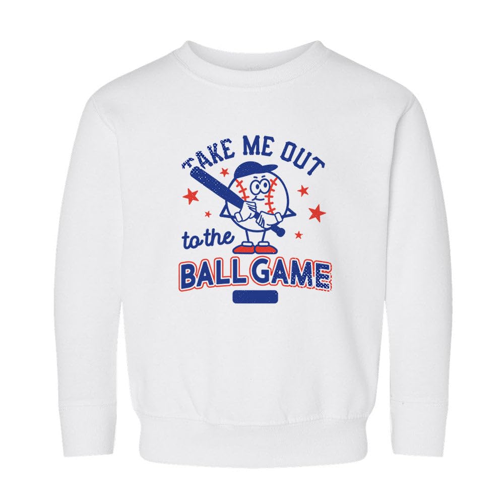 Take Me Out To The Ball Game Kids Sweatshirt Toddler 4T White