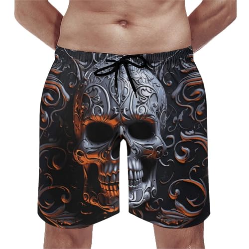 Men's Swim Trunks Quick Dry Board Shorts with Pockets Beach Shorts Cool Skull Graphics Bathing Suits for Men