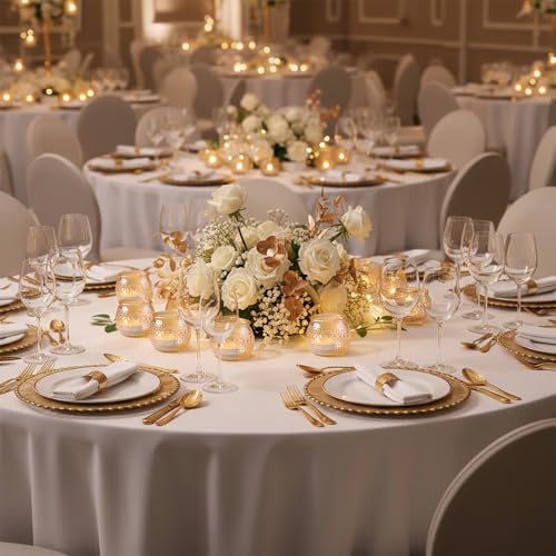 40 Pcs Gold Votive Candle Holders, Round Tea Light Candle Holders with Polka Dot Embossed, Gold Table Centerpieces for Weddings, Home Decor, Baby Shower, Special Occasions by REISEN - Image 2