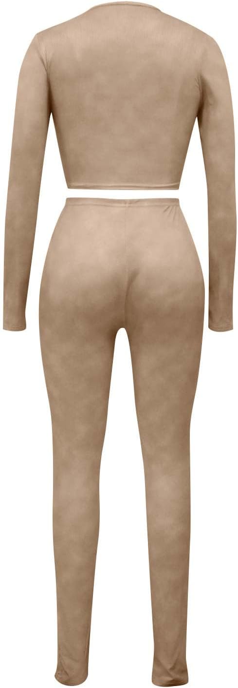 HGps8w 2 Piece Outfits for Women Workout Sets Vintage Washed Long Sleeve Crop Top with High Waisted Leggings Yoga Tracksuits