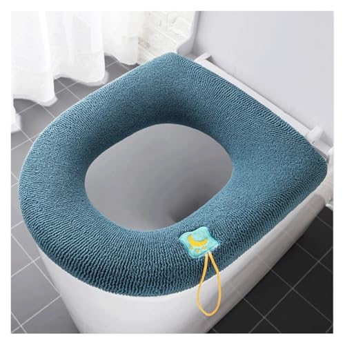 Funda de asiento de inodoro de punto gris en forma de O lavable para invierno 3