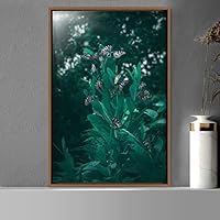 Framed Canvas Wall Art Butterflies Butterfly Colorful Farmhouse/Country Hallway Insects Multicolor Photography - 16x24 inches