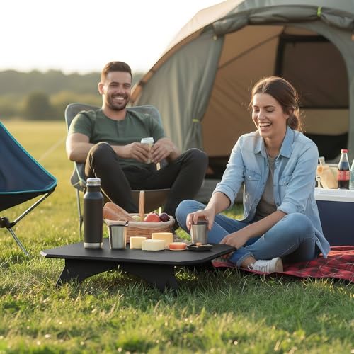 ele ELEOPTION Mesa de Camping Portátil Plegable Pequeña con Patas de Aluminio Color Negro miniatura 2