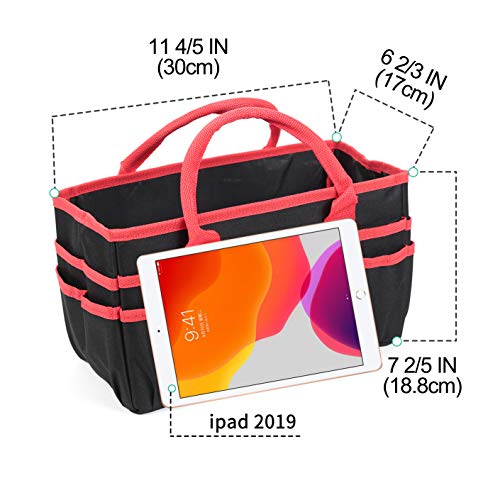 JJRING Craft and Art Organizer Tote Bag - 600D Red Nylon Fabric Art Caddy with Pockets - for Art, Craft, Sewing, Medical, and Office Supplies Storage - Thumbnail 2