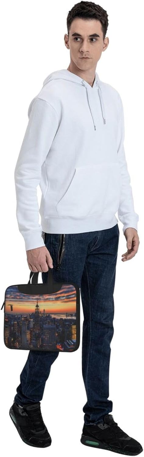 New York City Printed Laptop Bag, Triple Layer Protection Shockproof Crossbody Laptop Shoulder Bag for Men Women