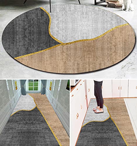 Alfombra gris y amarilla pasillera rectangular para cocina y dormitorio moderno 4