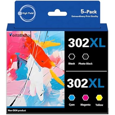 302XL Ink Cartridge Replacement for Epson 302 XL 302XL T302XL Ink Cartridges Expression Premium XP-6000 XP-6100 XP6000 XP6100 Printer (5 Pack) Cover